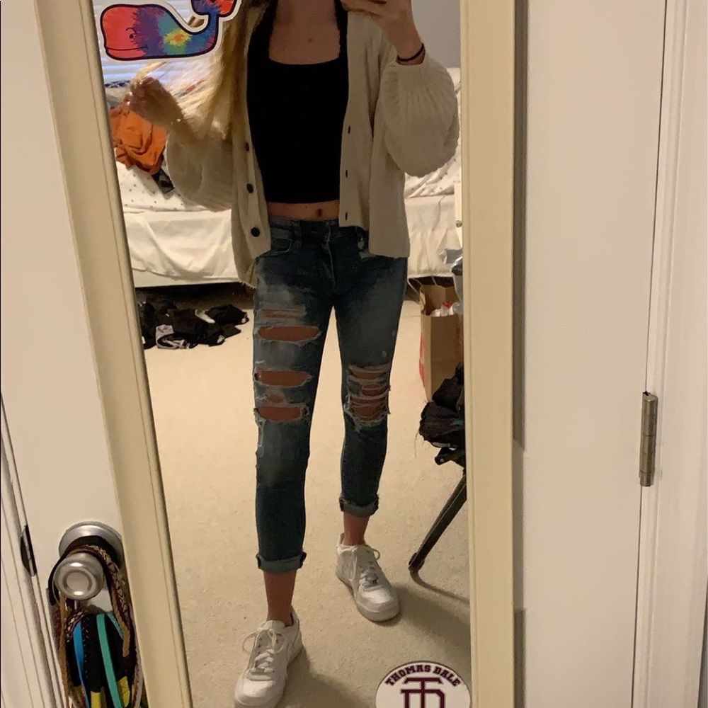 American Eagle cropped ripped jeggings